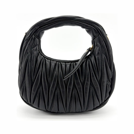 Miu Miu Wander Hobo Matelasse Leather, Black, Leather, Shoulder Bag