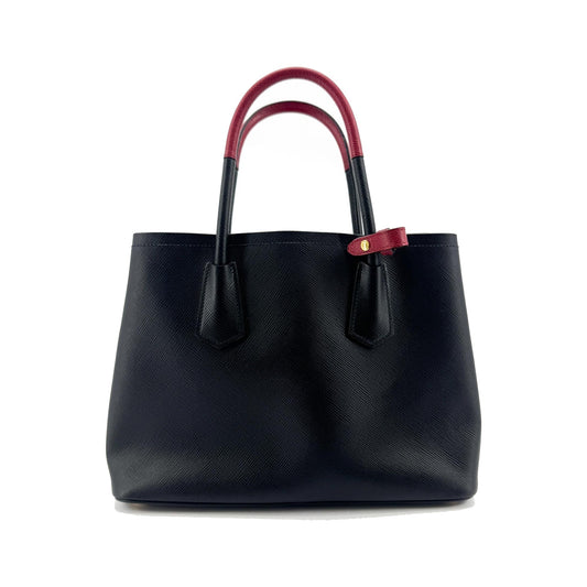 Prada Cuir Double Saffiano Leather, Black, Leather, Tote Bag