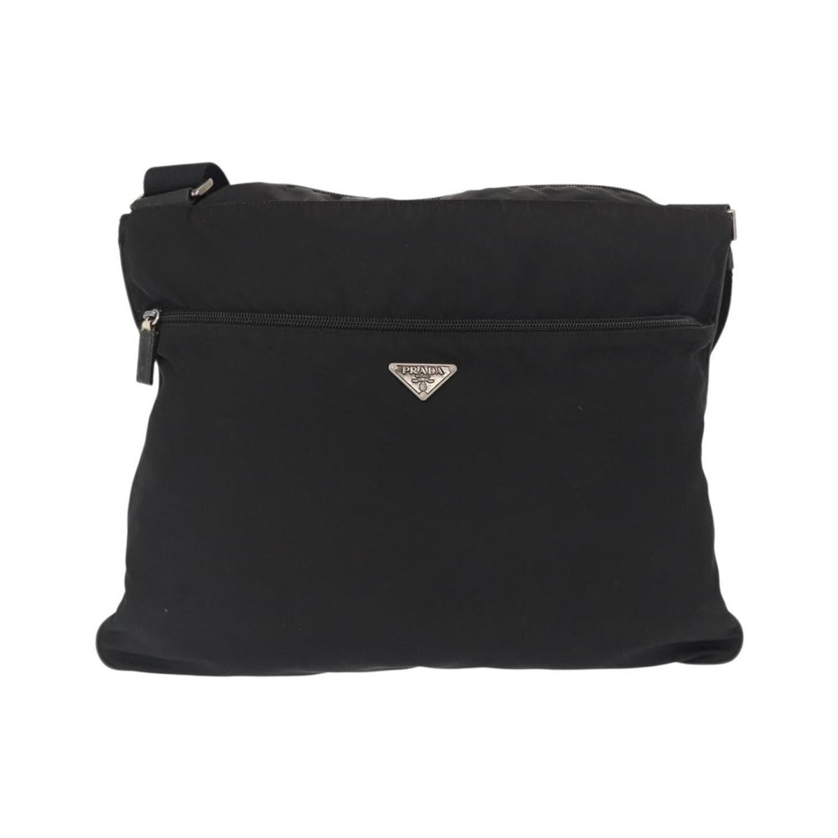 Prada Front Pocket Messenger Bag Tessuto, Black, Nylon, Shoulder Bag
