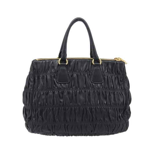 Prada Gaufre Double Zip Convertible Nappa Leather, Black, Leather, Tote Bag