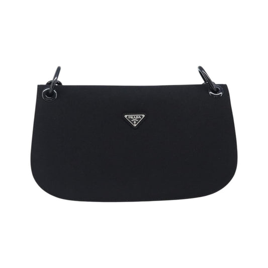 Prada Plastic Chain Flap Bag Canvas, Black, Cotton, Shoulder Bag