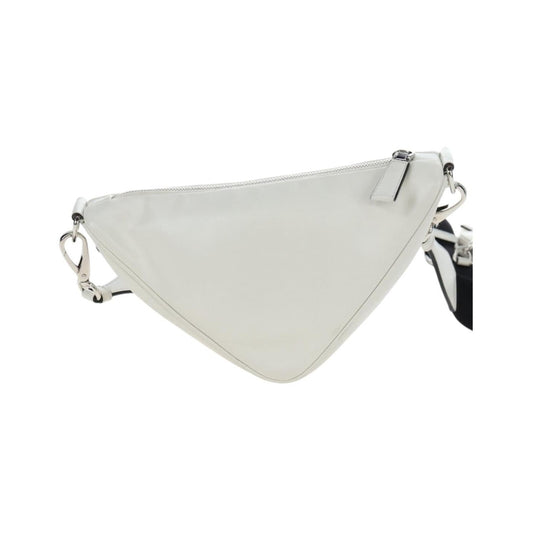 Prada Triangle Logo Wristlet Embossed Leather, White, Leather, Clutch