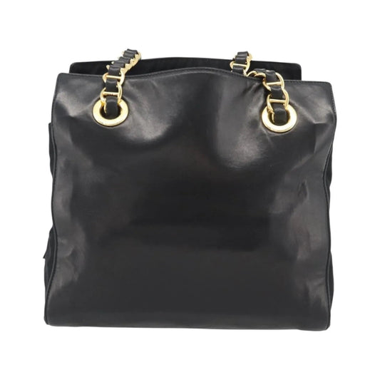 Prada Vintage Nappa Chain Tote Leather, Black, Leather, Shoulder Bag