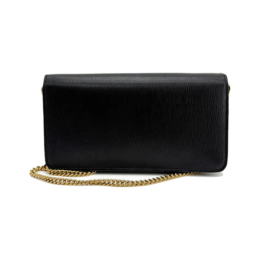 Prada Wallet on Chain Saffiano Leather, Black, Leather, Crossbody Bag