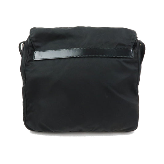 Prada Zip Buckle Messenger Tessuto, Black, Nylon, Handbag