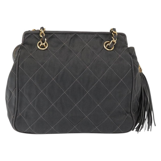 Chanel Vintage Shoulder Bag Satin, GRAY, SATIN, Shoulder bag