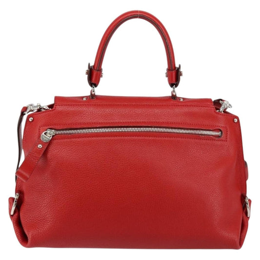 Salvatore Ferragamo Sofia Satchel Grainy Leather, RED, LEATHER, Handbag