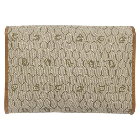 Christian Dior Vintage Honeycomb Flap Crossbody Bag Coated Canvas, BEIGE, CANVAS, Crossbody bag