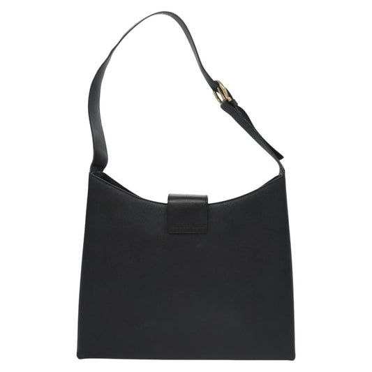 Salvatore Ferragamo Gancini Shoulder Bag Leather, BLACK, LEATHER, Shoulder bag