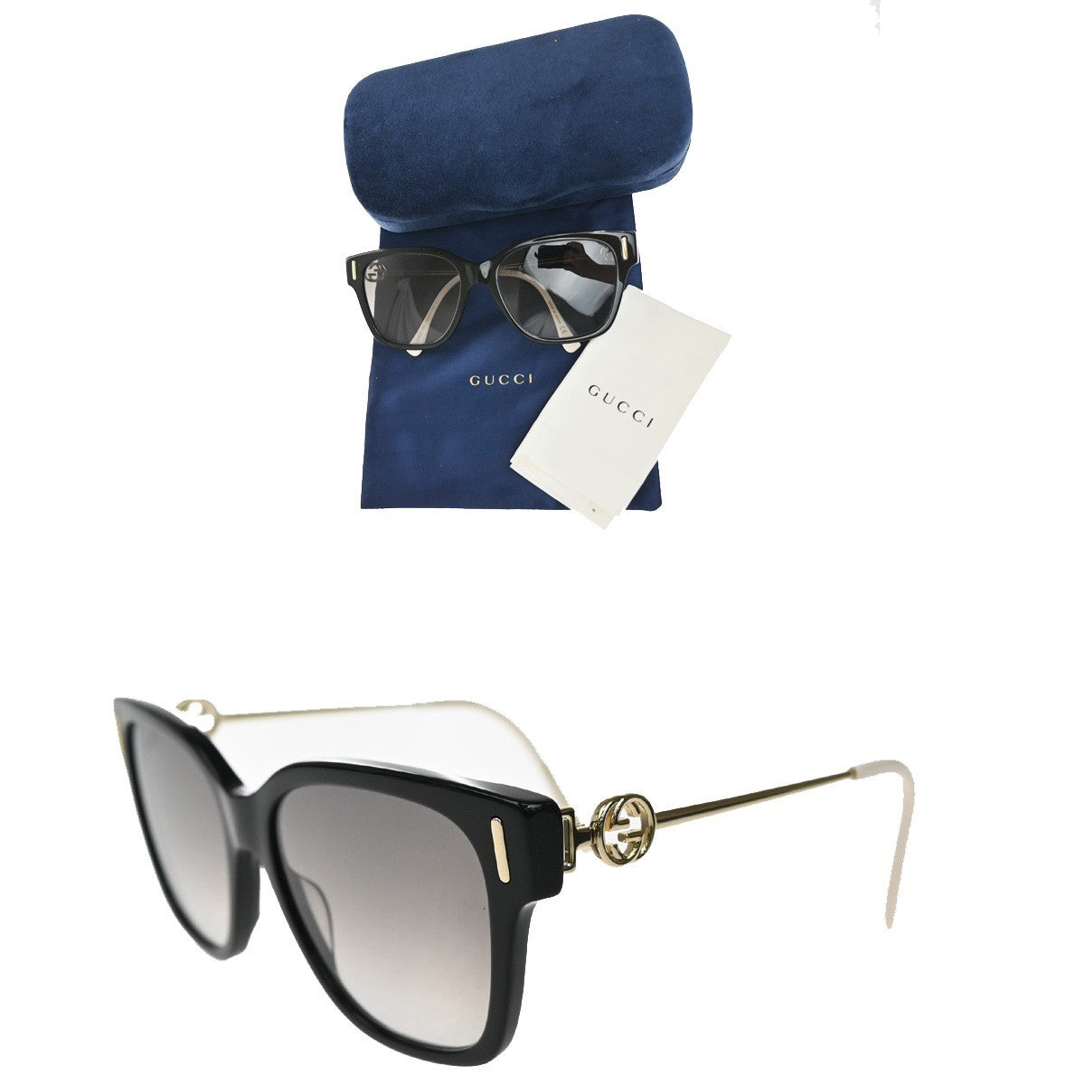 Gucci Eyewear Interlocking G Sunglasses, Black, Plastic Glass, Sunglasses