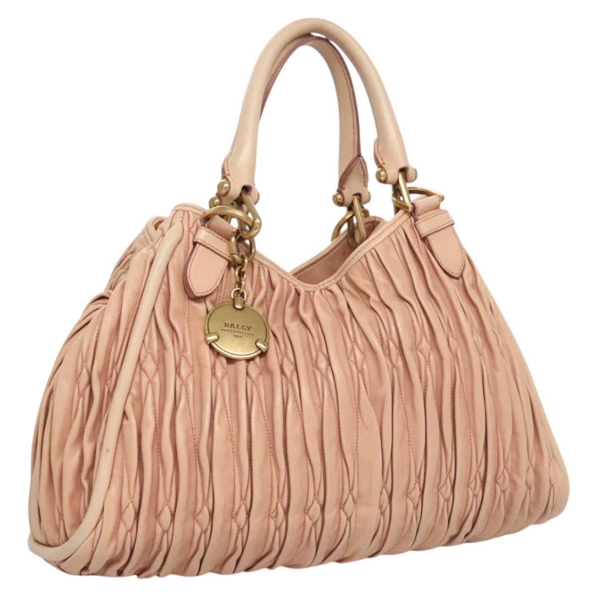 Bally Vintage Handbag Quilted Leather, PINK, LEATHER, Handbag