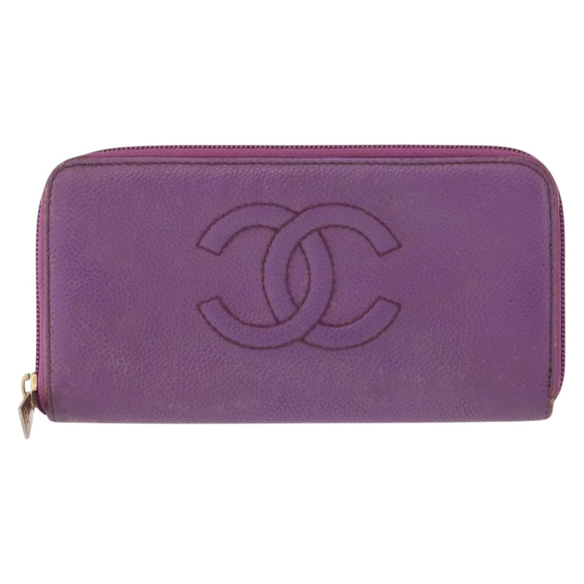 Chanel Timeless CC Zipped Wallet Caviar, PURPLE, LEATHER, Wallets