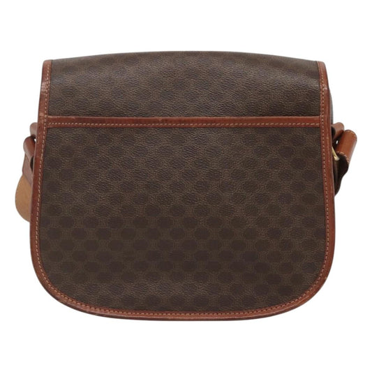 Celine Vintage Macadam Shoulder Bag Canvas and Leather, Brown, Canvas, Shoulder Bag