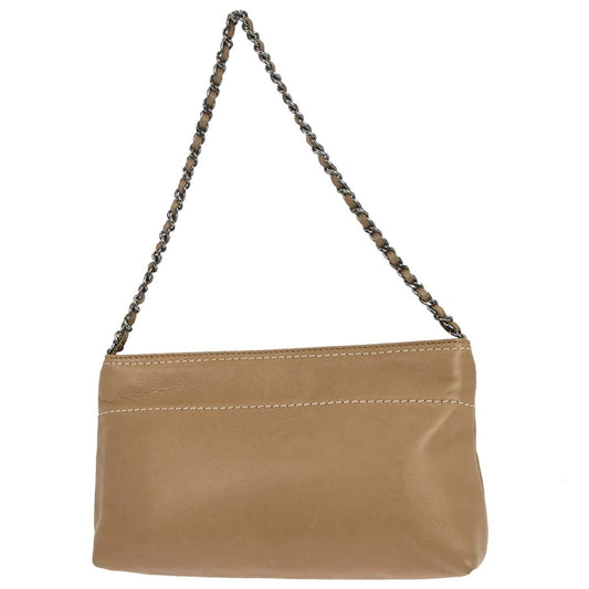Chanel Lax Pochette Leather, BROWN, LEATHER, Shoulder bag