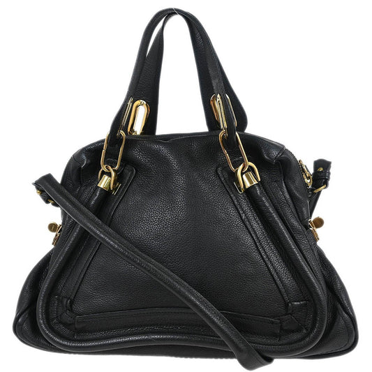 Chloe Paraty Top Handle Bag Leather, BLACK, LEATHER, Handbag