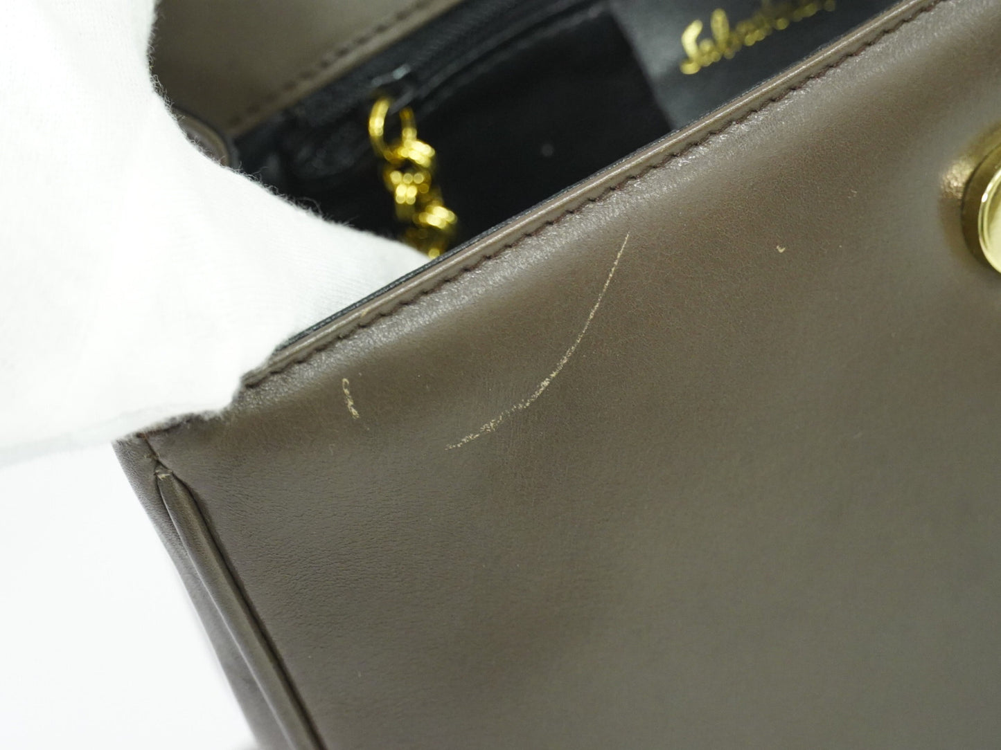 Salvatore Ferragamo Gancini Shoulder Bag Leather, BROWN, LEATHER, Shoulder bag