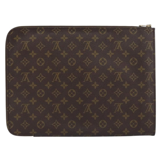 Louis Vuitton Poche Documents Monogram Canvas, BROWN, CANVAS, Clutche & pouche