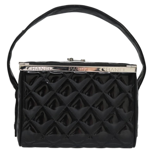 Chanel Vintage Metal Box Bag Quilted patent, Black, Patent Leather, Handbag