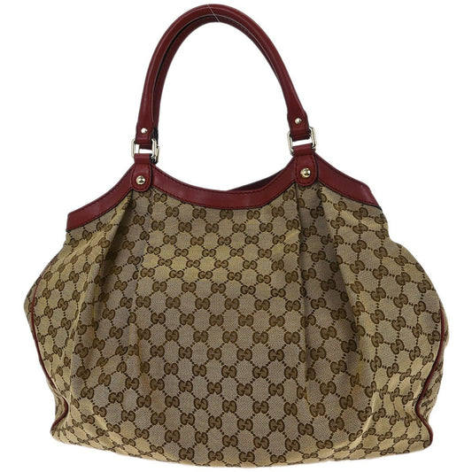 Gucci Sukey Tote GG Canvas with Leather, BROWN, CANVAS, Tote bag