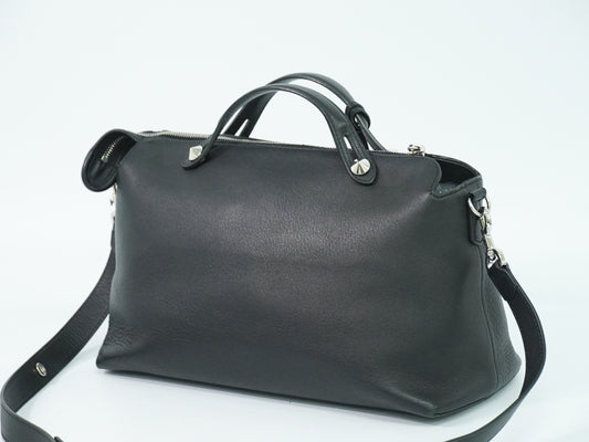 Fendi By The Way Satchel Leather, BLACK, LEATHER, Handbag