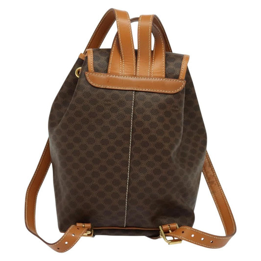 Celine Vintage Macadam Backpack Canvas and Leather, Brown, PVC, Backpack