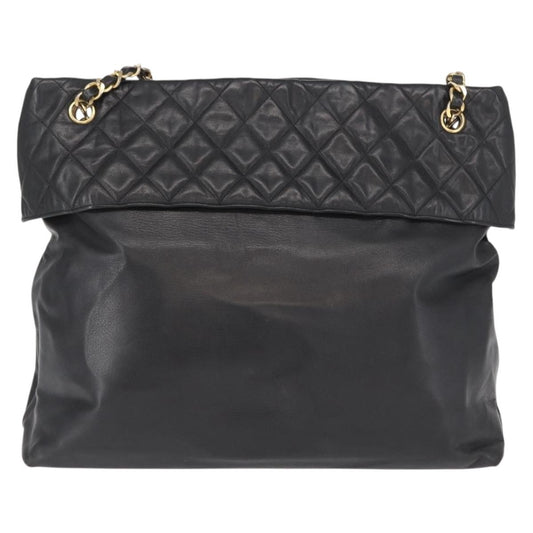 Chanel Chain Tote Leather, Black, Leather, Handbag