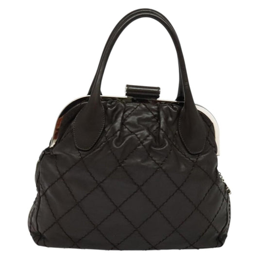 Chanel Expandable Zip Around Frame Bag Quilted Leather, BROWN, LEATHER, Handbag