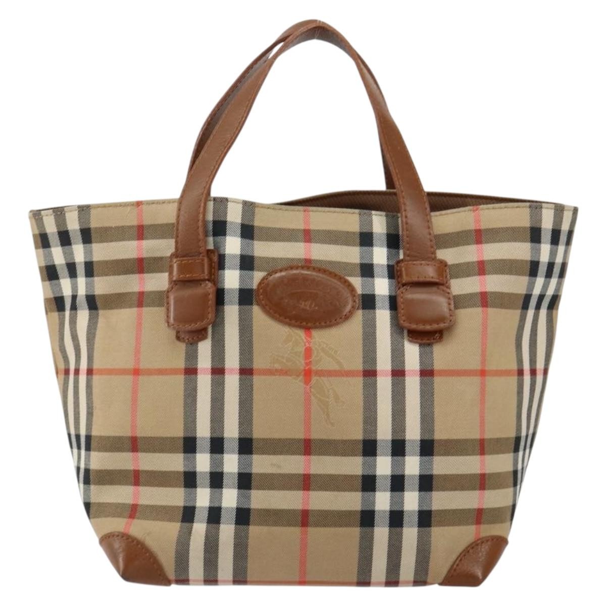 Burberry Vintage Tote Vintage Check Coated Canvas, BEIGE, CANVAS, Tote bag