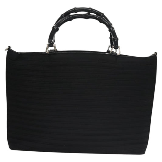 Gucci Vintage Bamboo Handle Tote Nylon, BLACK, NYLON, Tote bag