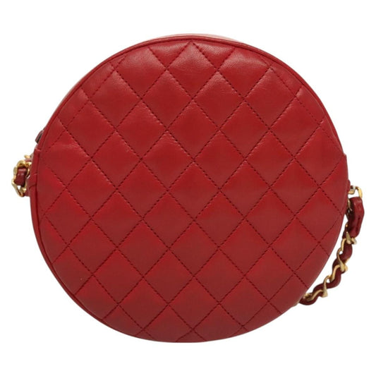 Chanel Vintage Round Tassel Crossbody Bag Quilted Lambskin, RED, LEATHER, Shoulder bag