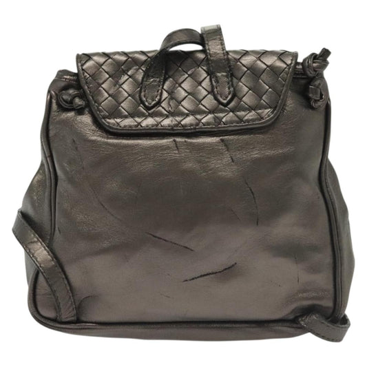 Bottega Veneta Intrecciato Backpack Patent Leather, METALLIC, LEATHER, Backpack