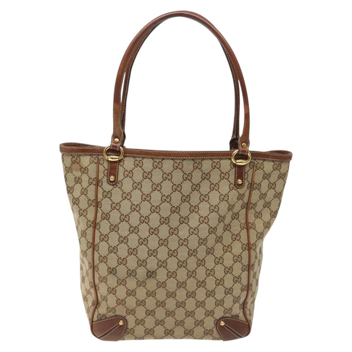 Gucci Vintage tote Leather, BEIGE, CANVAS, Tote bag