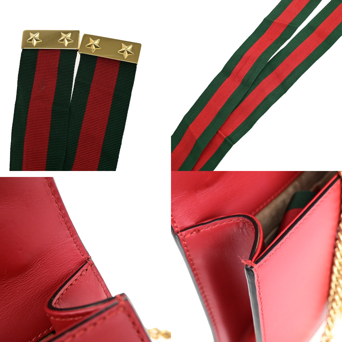 Gucci Sylvie Shoulder Bag Leather, RED, LEATHER, Shoulder bag