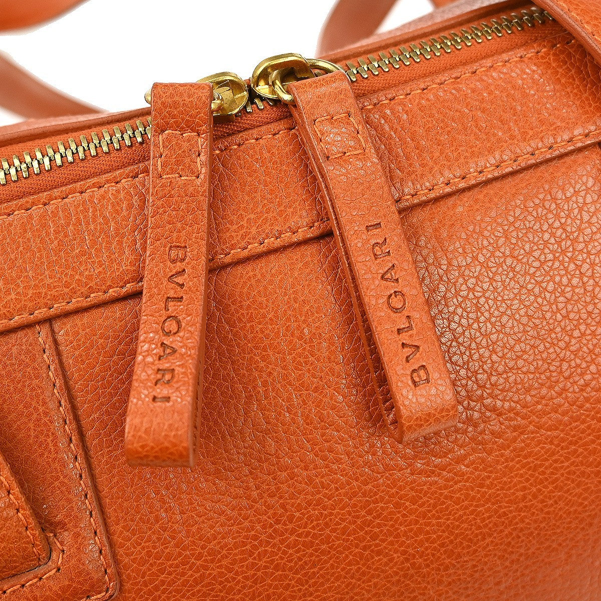 Bvlgari Handbag Leather, ORANGE, LEATHER, Handbag