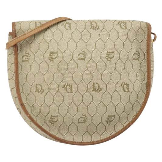 Christian Dior Vintage Honeycomb Shoulder Bag Canvas and Leather, BEIGE, CANVAS, Shoulder bag