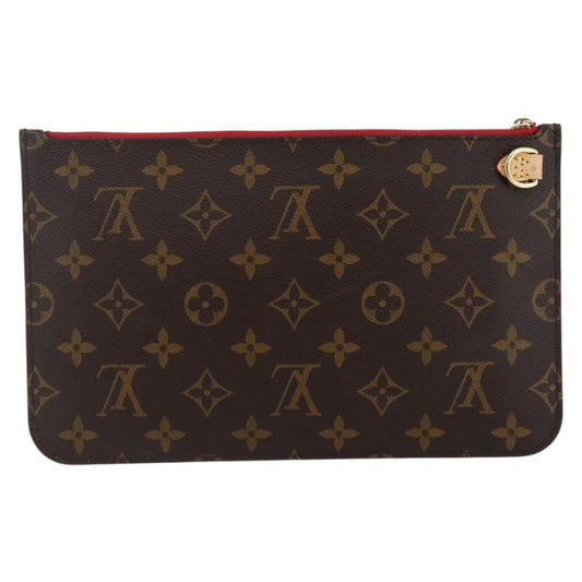 Louis Vuitton Neverfull Pochette Monogram Canvas, BROWN, CANVAS, Tote bag