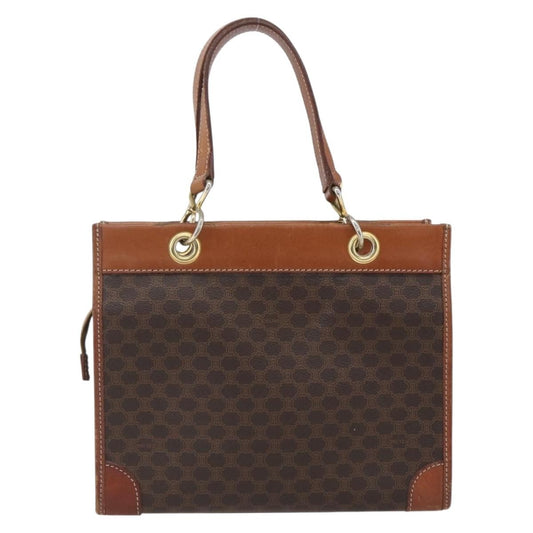 Celine Vintage Macadam Handbag Canvas and Leather, BROWN, CANVAS, Handbag