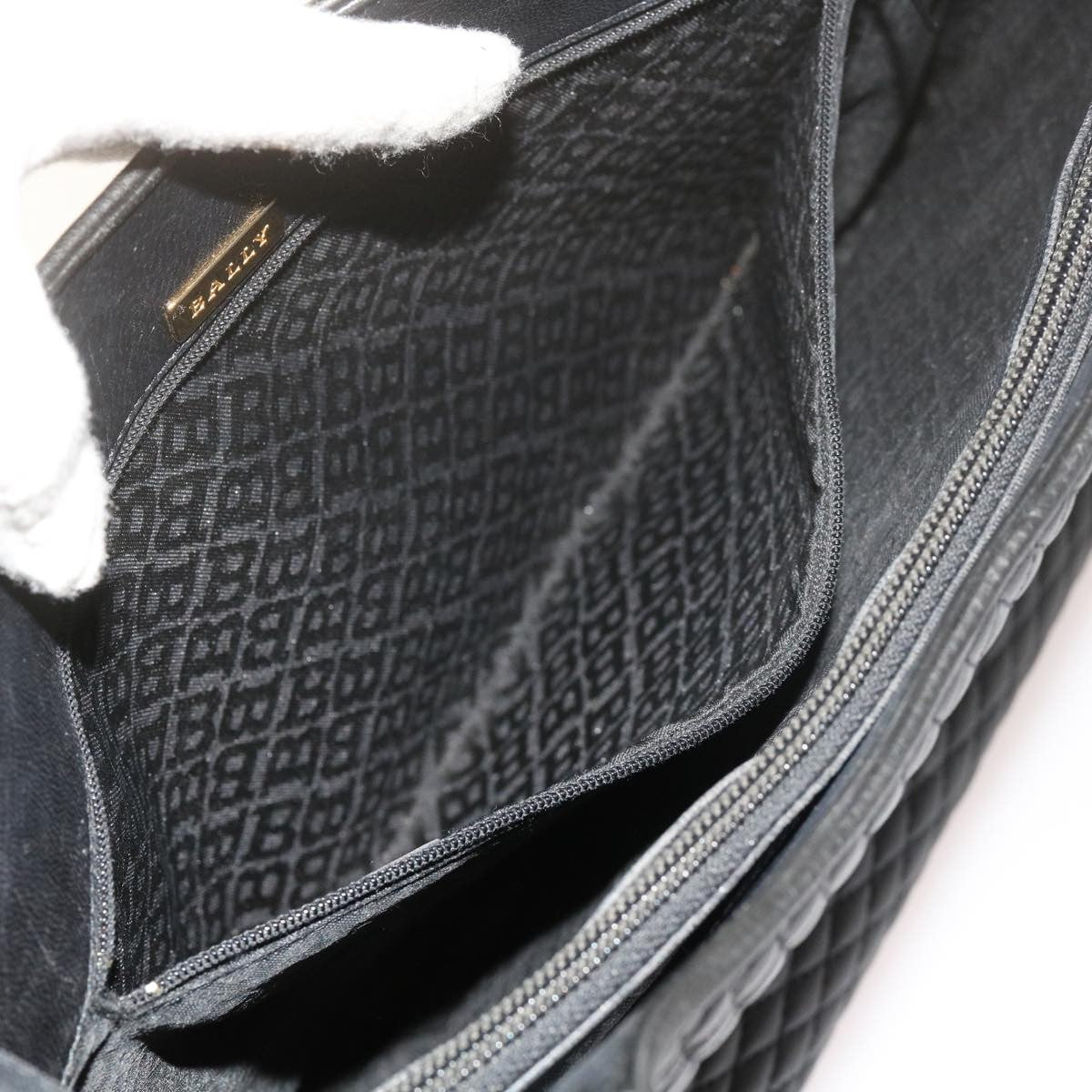 Bally Vintage Chain Shoulder Bag Quilted Leather, BLACK, LEATHER, Tote bag