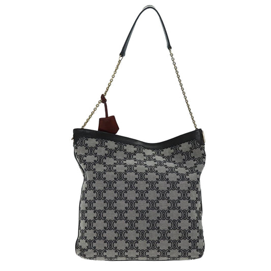Celine Vintage Triomphe Shoulder Bag Canvas, GRAY, CANVAS, Shoulder bag