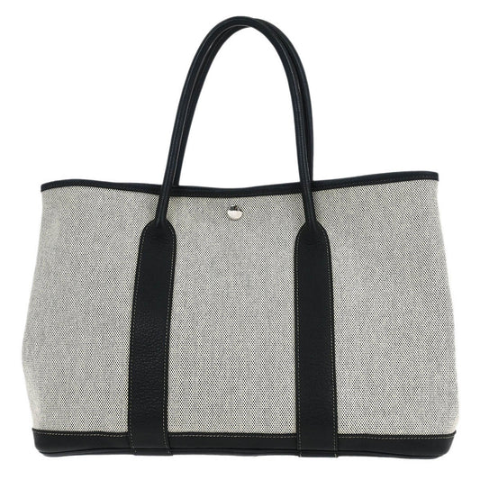 Hermes Garden Party Tote Canvas and Leather, GRAY, CANVAS, Tote bag