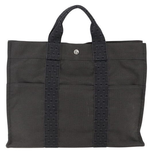 Hermes Fourre-tout Herline Canvas, GRAY, CANVAS, Tote bag