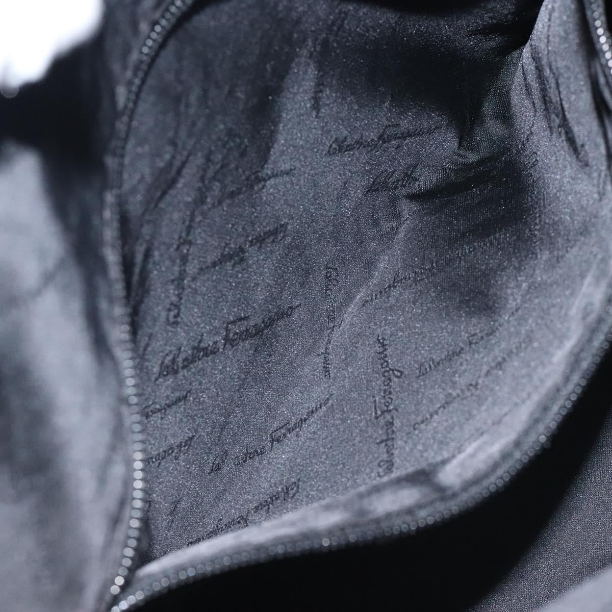 Salvatore Ferragamo Gancini Shoulder Bag Canvas, BLACK, CANVAS, Shoulder bag