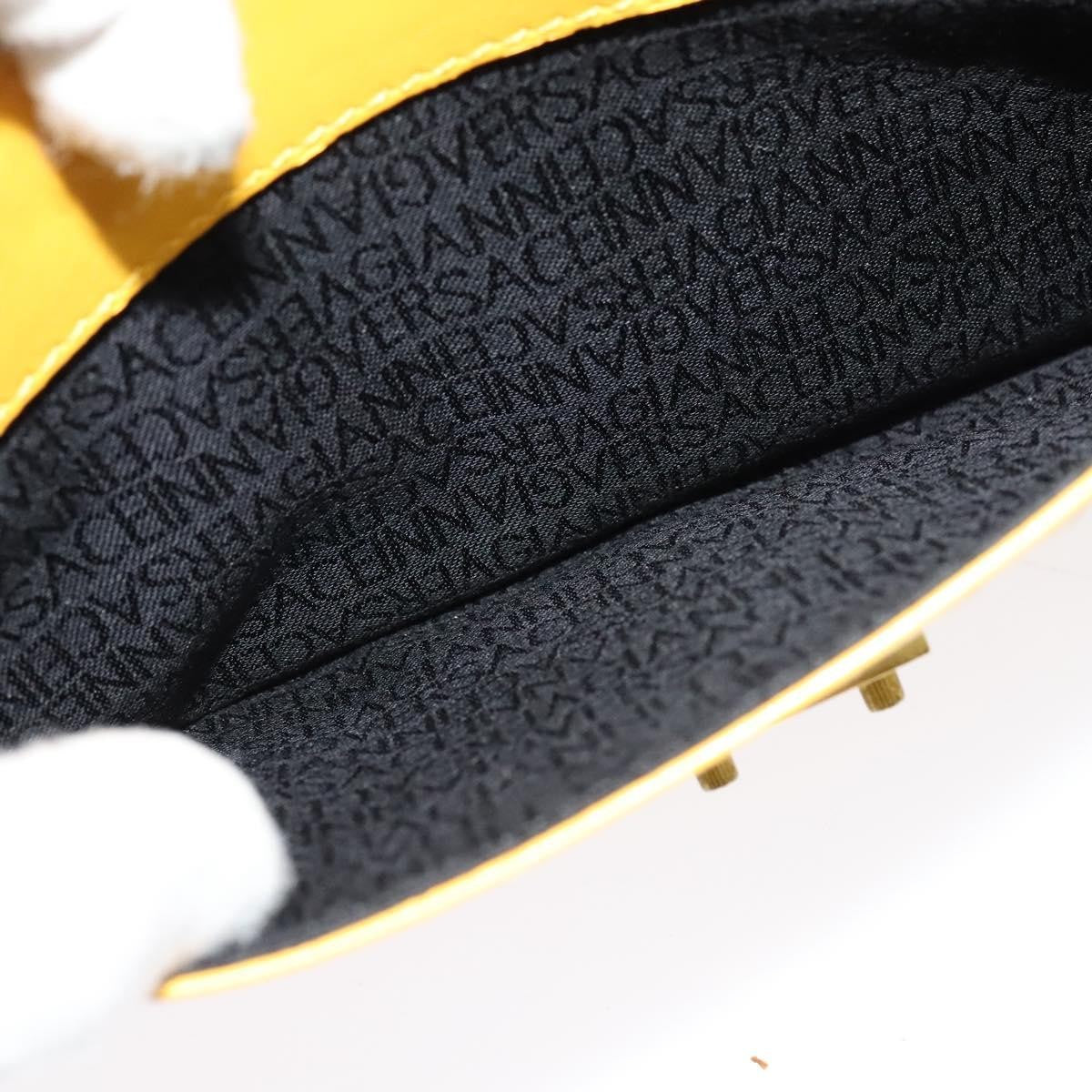 Versace Wristlet Pouch Leather, YELLOW, LEATHER, Clutche & pouche