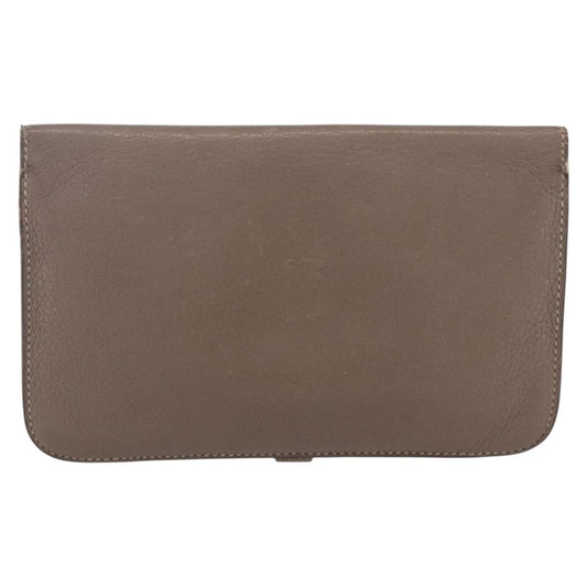 Hermes Dogon Duo Combined Wallet Leather, Gray, Leather, Wallet