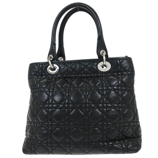 Christian Dior Vintage Lady Dior Bag Cannage Quilt Lambskin, Black, Leather, Handbag