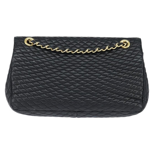 Bally Vintage Chain Shoulder Bag Quilted Leather, BLACK, LEATHER, Shoulder bag