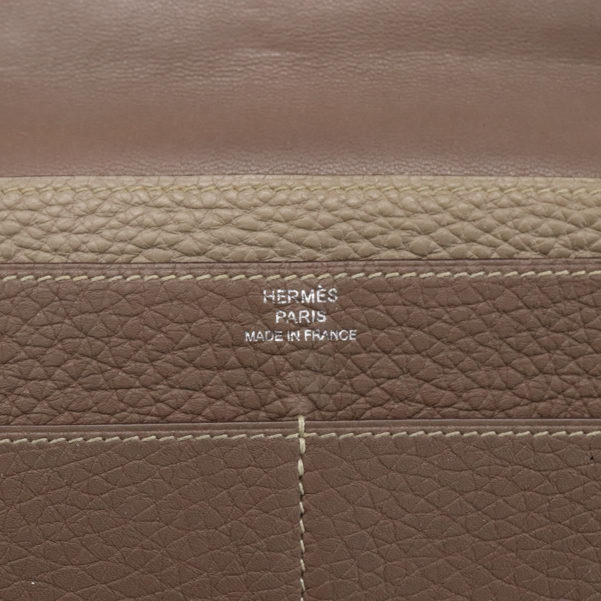 Hermes Dogon Duo Combined Wallet Leather, Gray, Leather, Wallet