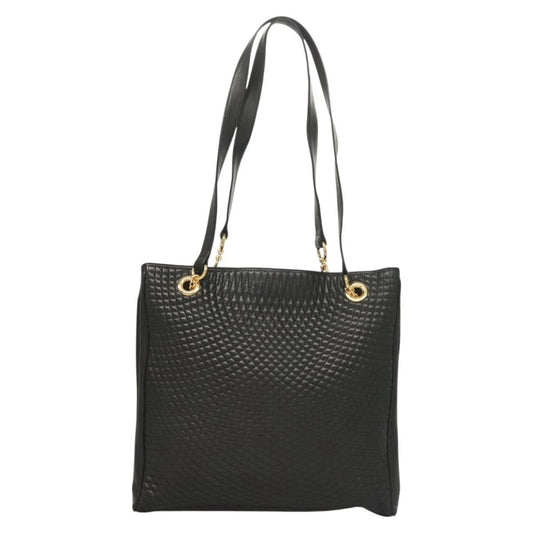 Bally Vintage Tote Bag Quilted Leather, BLACK, LEATHER, Tote bag