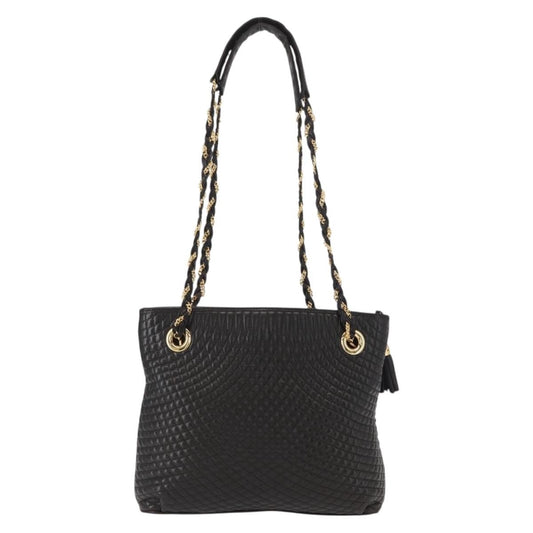Bally Vintage Chain Shoulder Bag Quilted Leather, Black, Leather, Shoulder Bag
