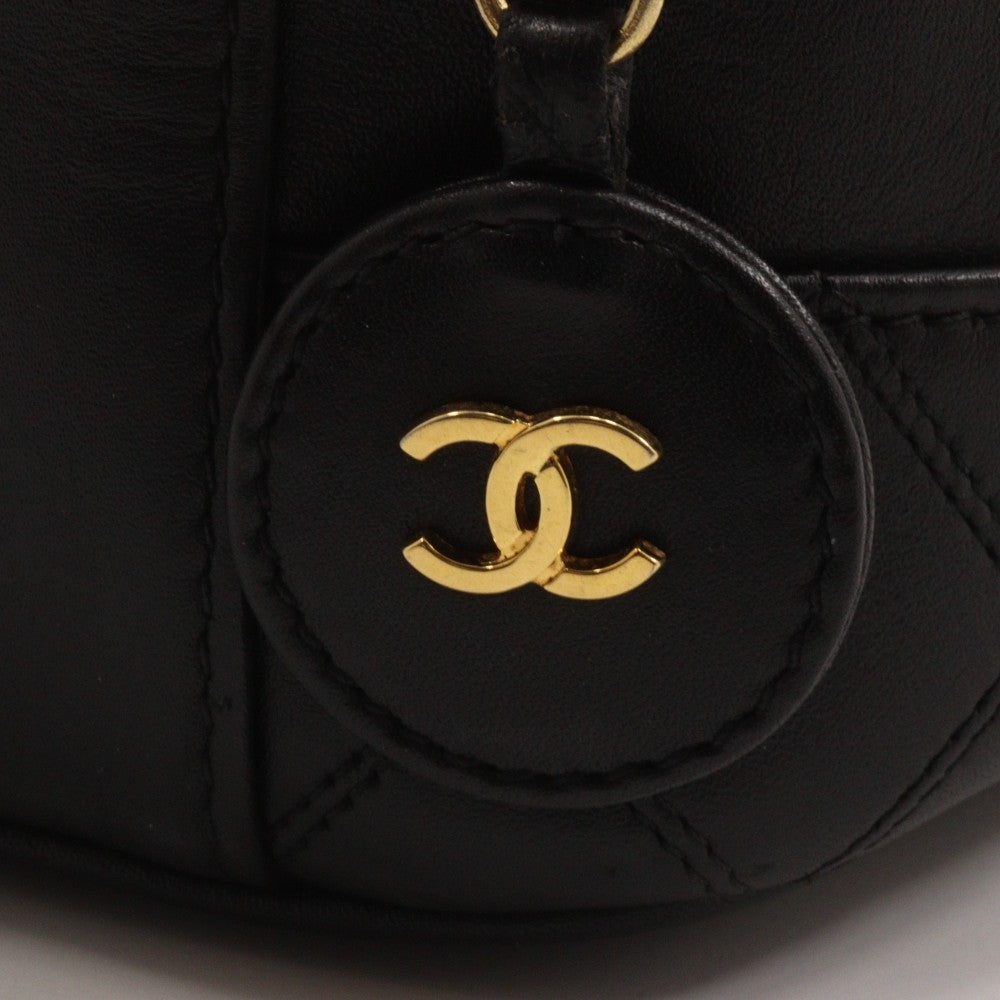 Chanel Vintage Cosmetic Case Lambskin, BLACK, LEATHER, Clutche & pouche